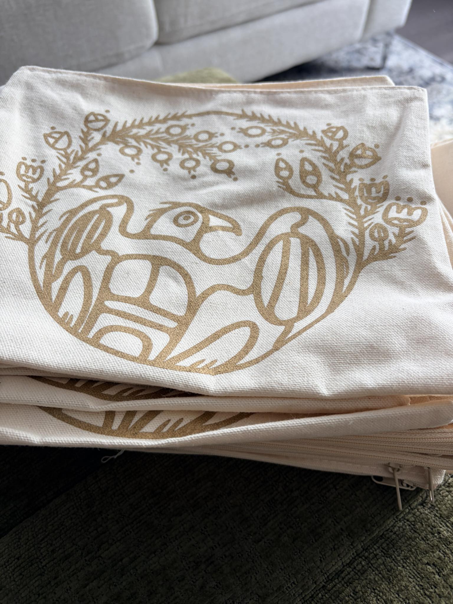 Bird Clan in Gold zip pouch